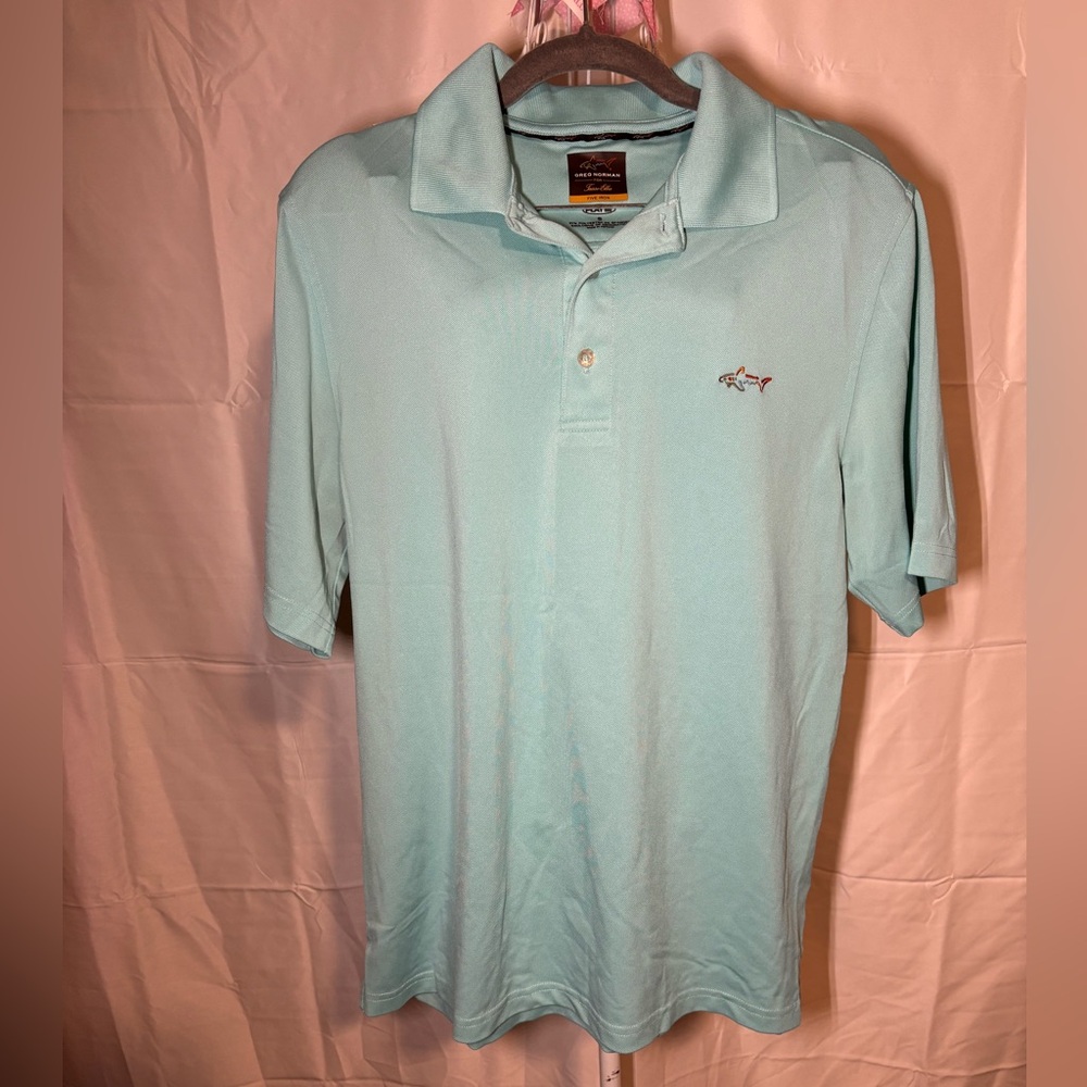 Greg Norman for Tasso Elba Light Blue Polo Golf Shirt